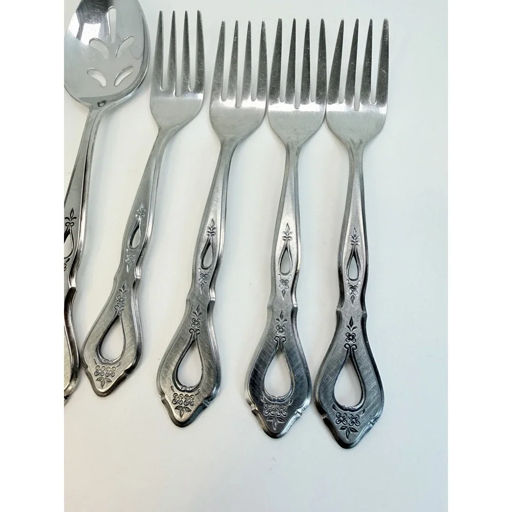 Stanley Roberts Autumn Ballad Stainless Lot 7 Serving & Salad Forks Crafting